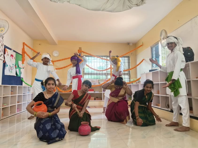 Vidyaramba students in traditional costume for a cultural celebration